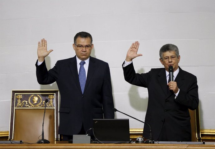 Venezuelan National Assembly President Ramos Allup and first Vice President Marq