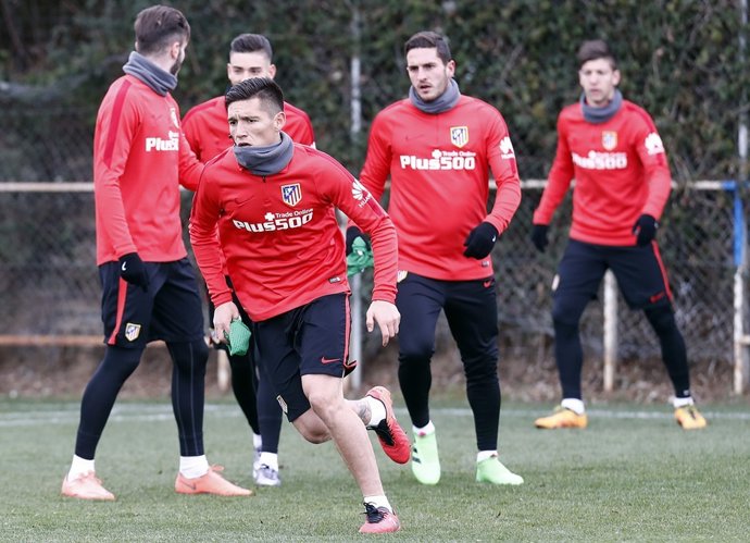 Matías Kranevitter, entrenando con el Atlético