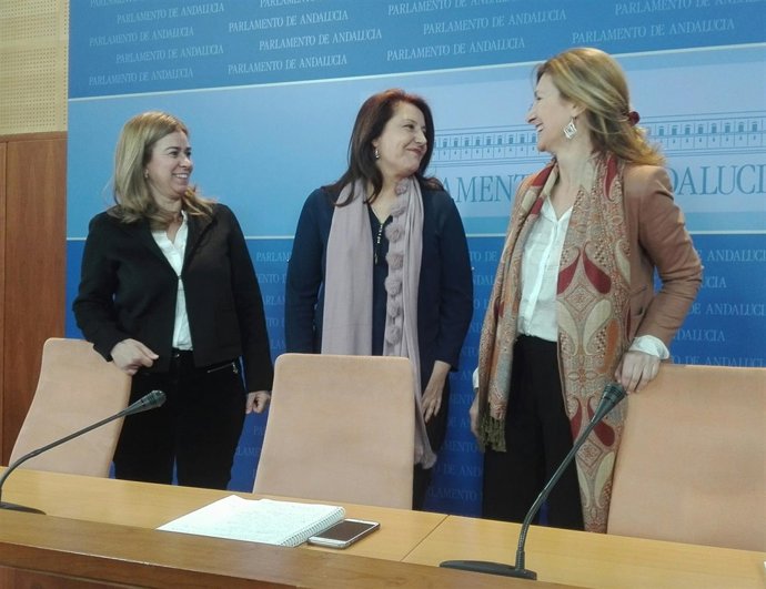 La portavoz del PP-A en el Parlamento, Carmen Crespo, en rueda de prensa