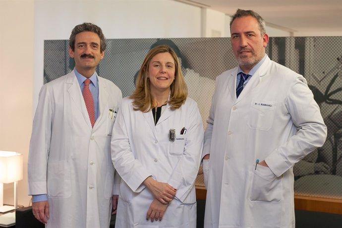 Bruno Sangro, Macarena Rodríguez y Javier Rodríguez, investigadores de la CUN.