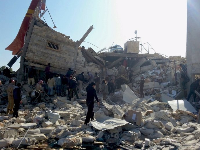 Hospital apoyado por MSF en Maarat Al Numan tras un bombardeo
