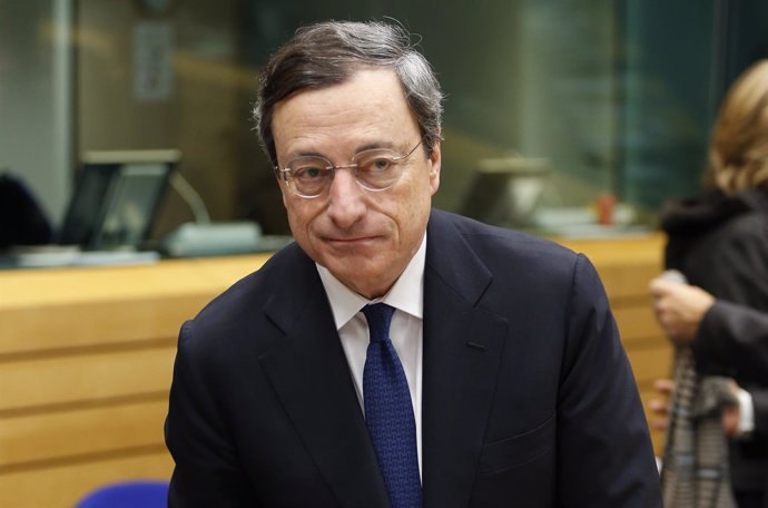 Mario Draghi en el Ecofin en Bruselas