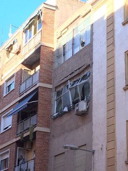 Imagen de la vivienda que se ha desplomado dede el exterior