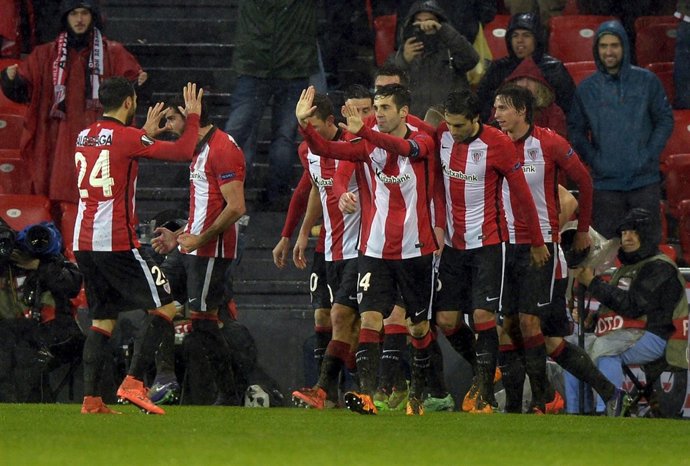 El Athletic Club celebra un gol en la Europa League
