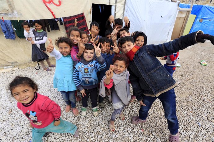 Niños refugiados sirios en Lebanon