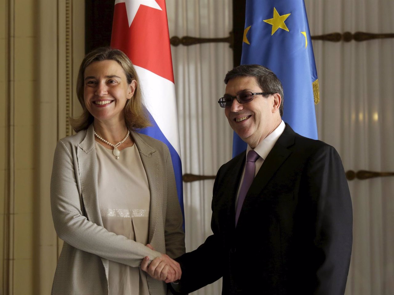 Federica Mogherini y Bruno Rodríguez