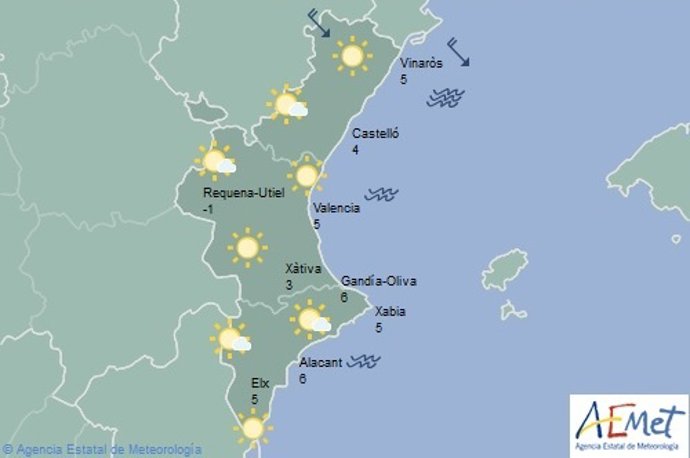 Predicción del tiempo para este sábado 12 de marzo en la Comunitat