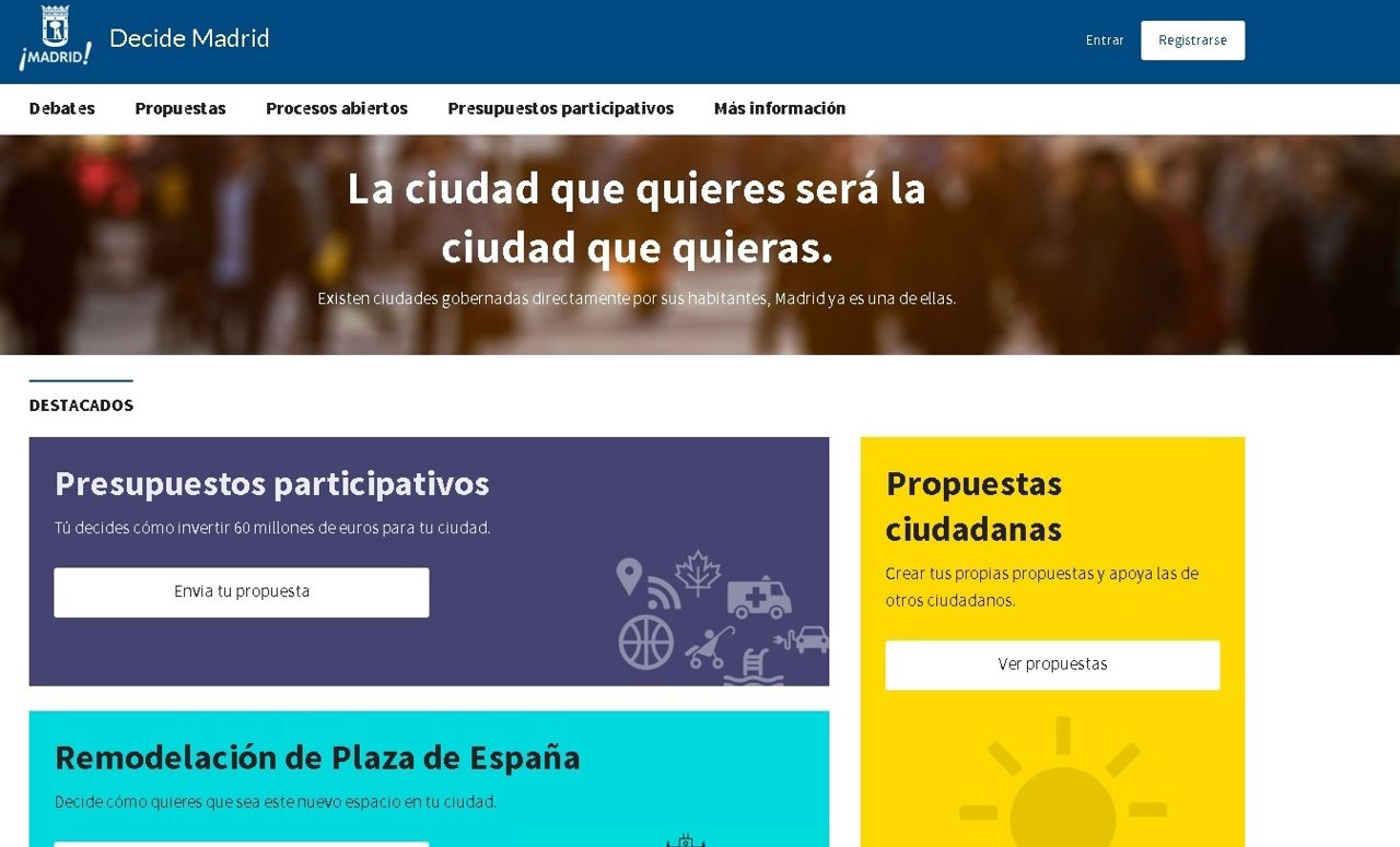 Imagen de la plataforma Decide Madrid