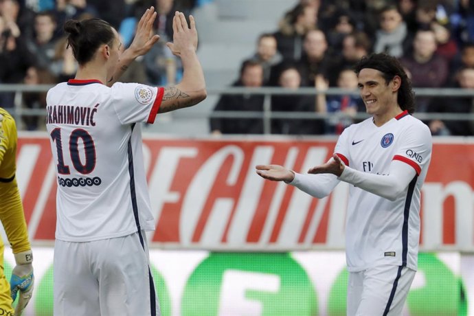Zlatan Ibrahimovic Edinson Cavani Paris Saint-Germain Troyes