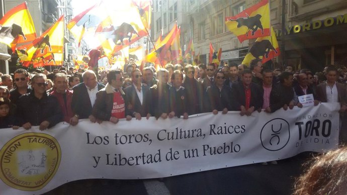 Manifestación en defensa de la tauromaquia en Valencia