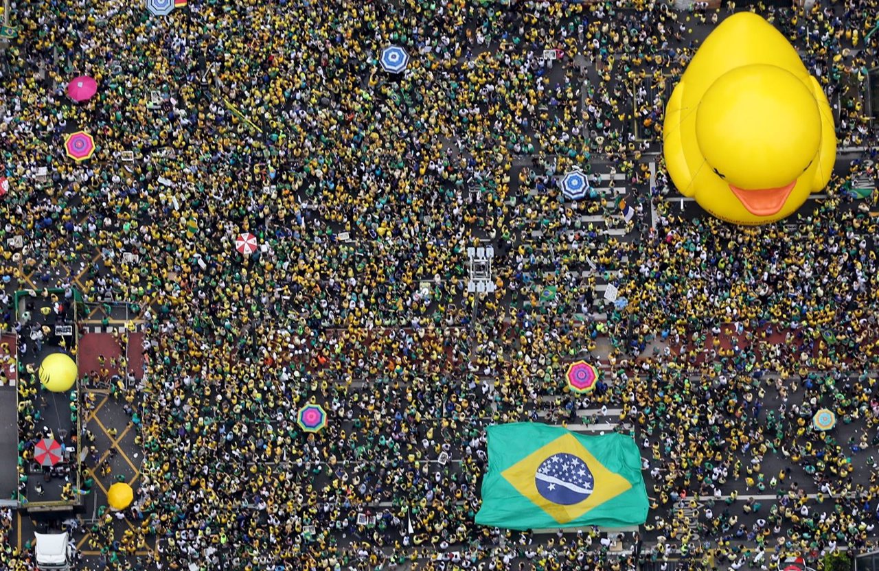 Demonstrators attend a protest against Brazil's President Dilma Rousseff, part o