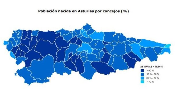 Población nacida en Asturias por concejos.