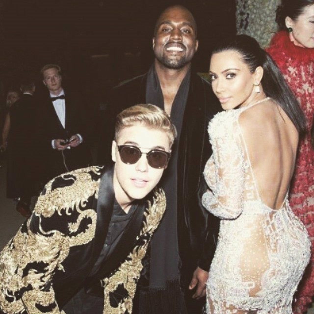 Justin Bieber con Kanye West y Kim Kardashian