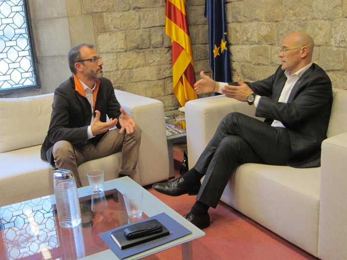 Biel Barceló (vicepte.Govern Balear) Raül Romeva (conseller de la Generalitat)