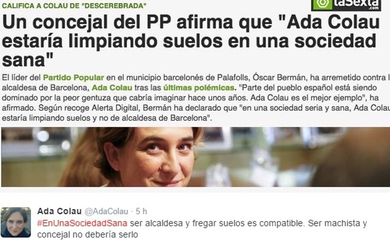 Concejal del PP llama descerebrada a Ada Colau