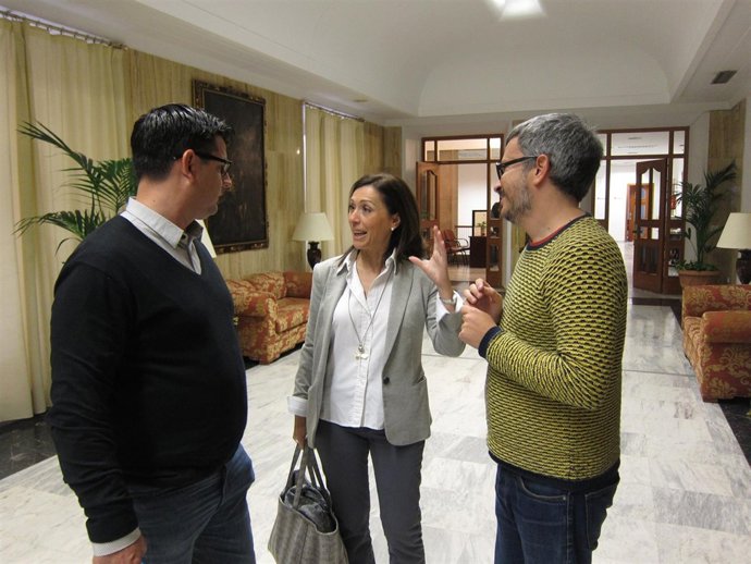 Concejales de IU, PP y Ganemos antes del Pleno