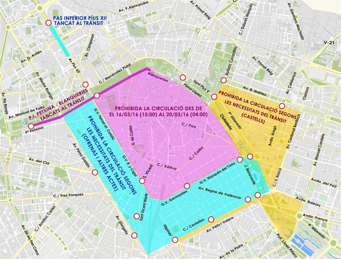 Cortes de calles en Valencia