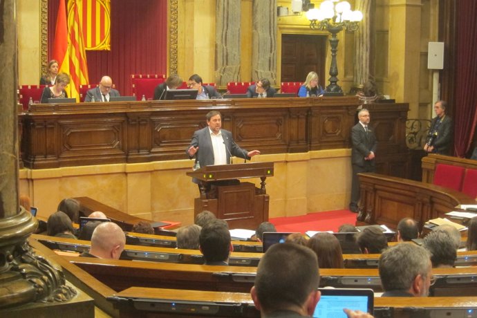 Oriol Junqueras en el pleno del Parlament