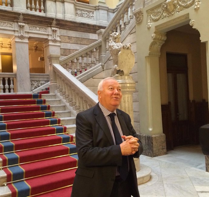 El exministro Miguel Ángel Moratinos, durante su visita a Asturias. 