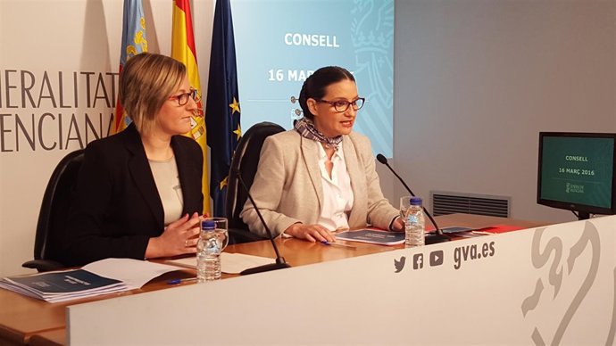 Oltra y Salvador en la rueda de prensa posterior al pleno del Consell