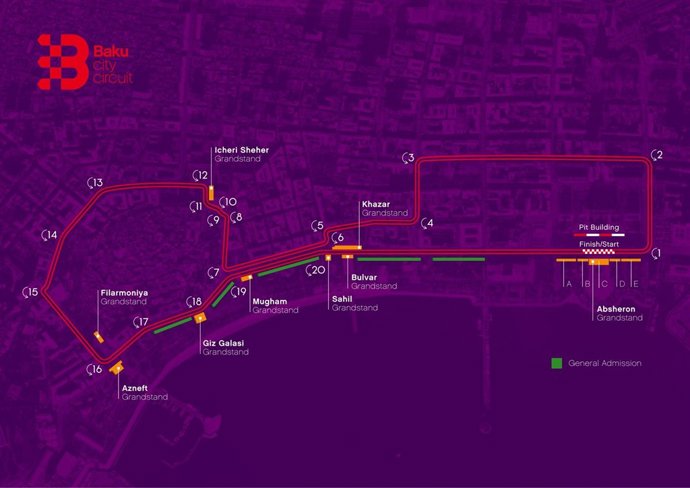 Circuito urbano de Baku para la Fórmula 1
