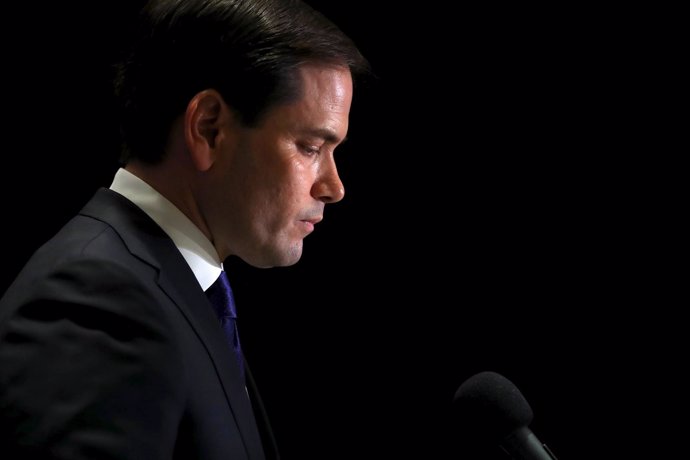 Republican U.S. Presidential candidate Marco Rubio announces the suspension of h