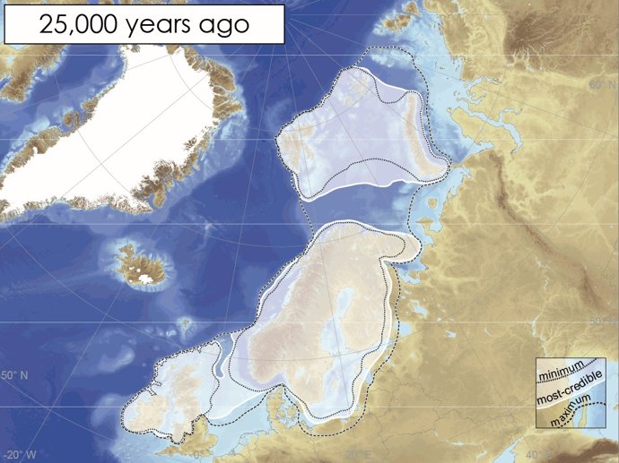 La capa de hielo hace 25.000 años