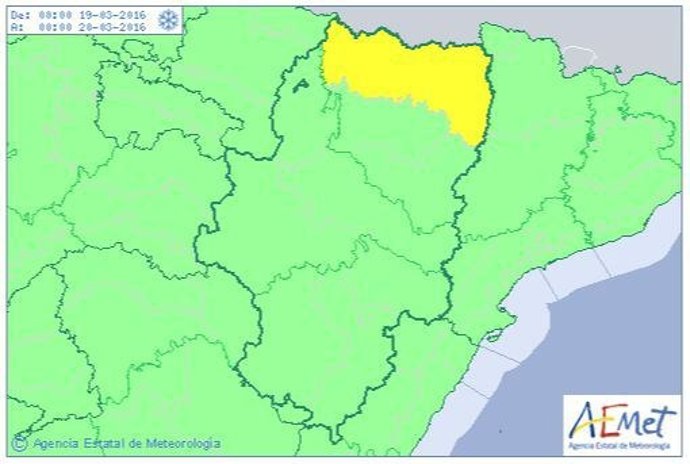 Alerta amarilla por nevadas en el Pirineo oscense