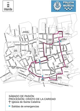 Recorrido procesión de la Cofradía Cristo de la Caridad
