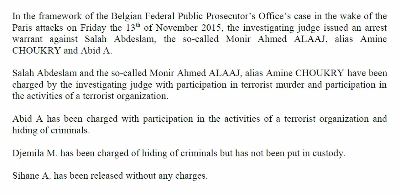Orden de cargos contra Salah Abdeslam