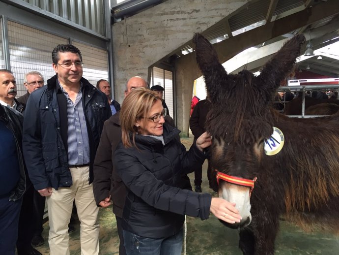 Mayte Martín Pozo junto con uno de los ejemplares de la muestra. 