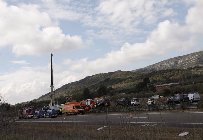 Accidente de autobús en Freginals (Tarragona)