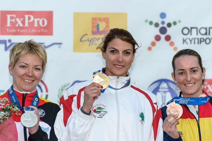 Fátima Gálvez en el podio