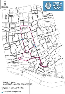 Recorrido procesión Cristo del Rescate