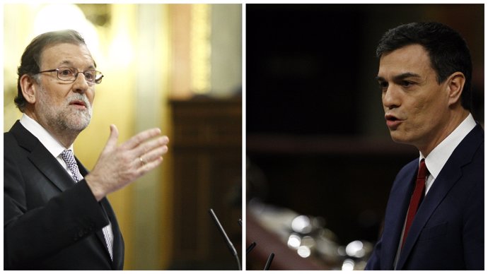 Mariano Rajoy y Pedro Sánchez en el debate de investidura en el Congreso