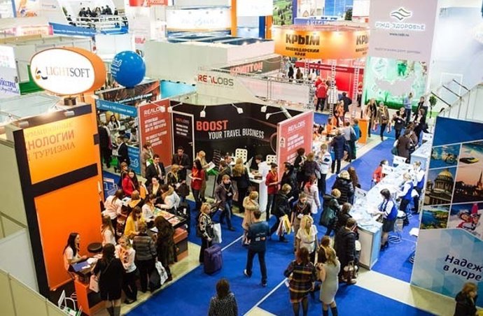 Vista de un pabellón de la edición 2014 de la feria MITT de Moscú. MITT