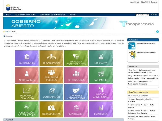 Portal transparencia del Gobierno de Canarias