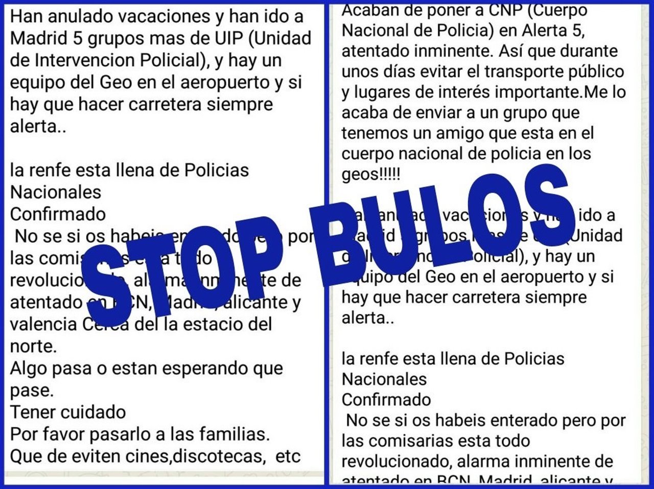 Bulo por WhatsApp sobre un inminente atentado terrorista