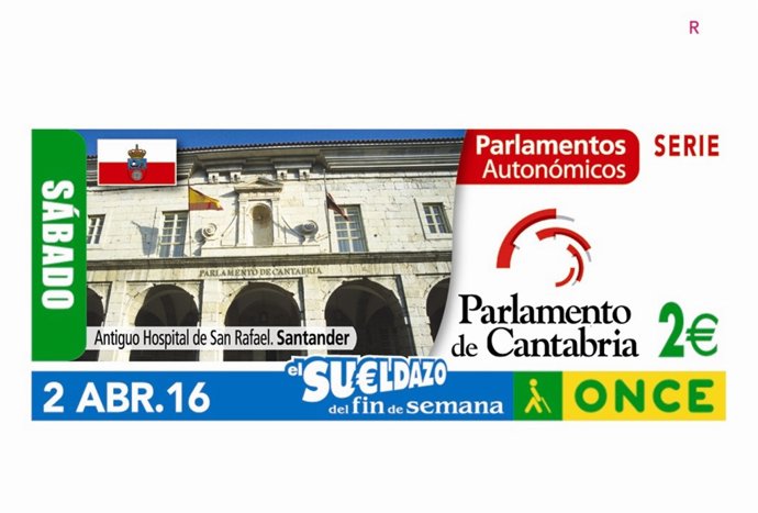 Cupón de la ONCE con la imagen del Parlamento