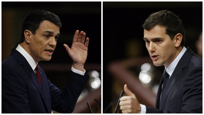 Pedro Sánchez y Albert Rivera en el debate de investidura en el Congreso