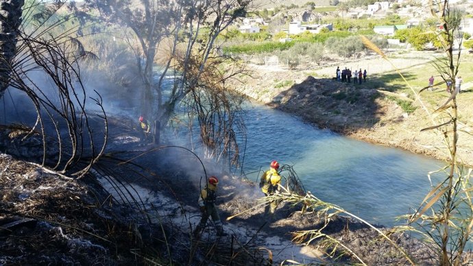 Incendio en Abarán, bomberos