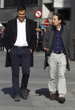 Reunión entre Pedro Sánchez y Pablo Iglesias en el Congreso