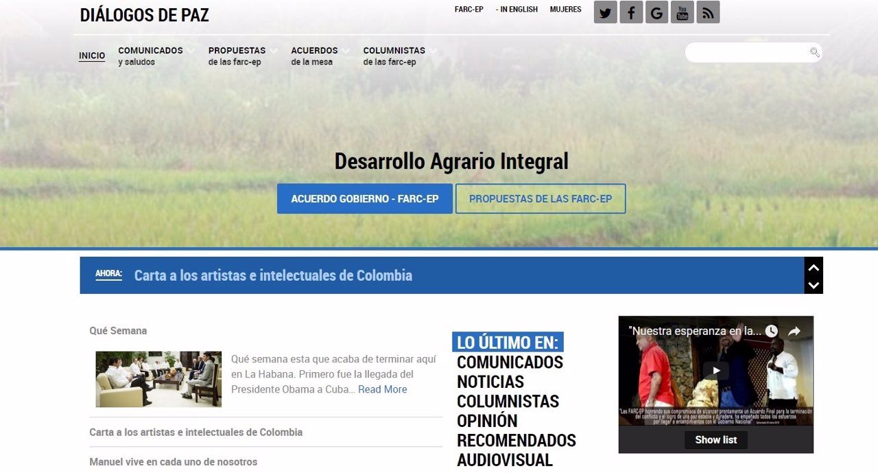 Nueva web de las FARC