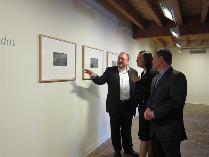 Fernándes, Palacín y Salueña ante el 'Disparate' de Cristina Iglesias 