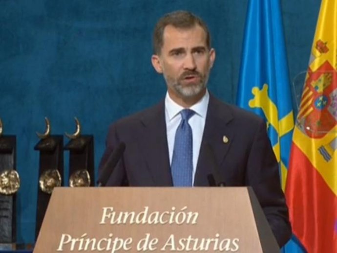 Rey Felipe VI durante la ceremonia de entrega de Premios Príncipe de Asturias