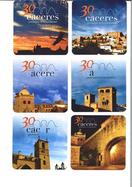 Posavasos distribuidos en Cáceres por 30 aniversario Patrimonio Humanidad