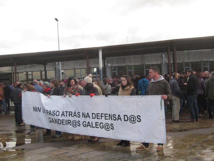 Protesta de ganaderos ante la Xunta