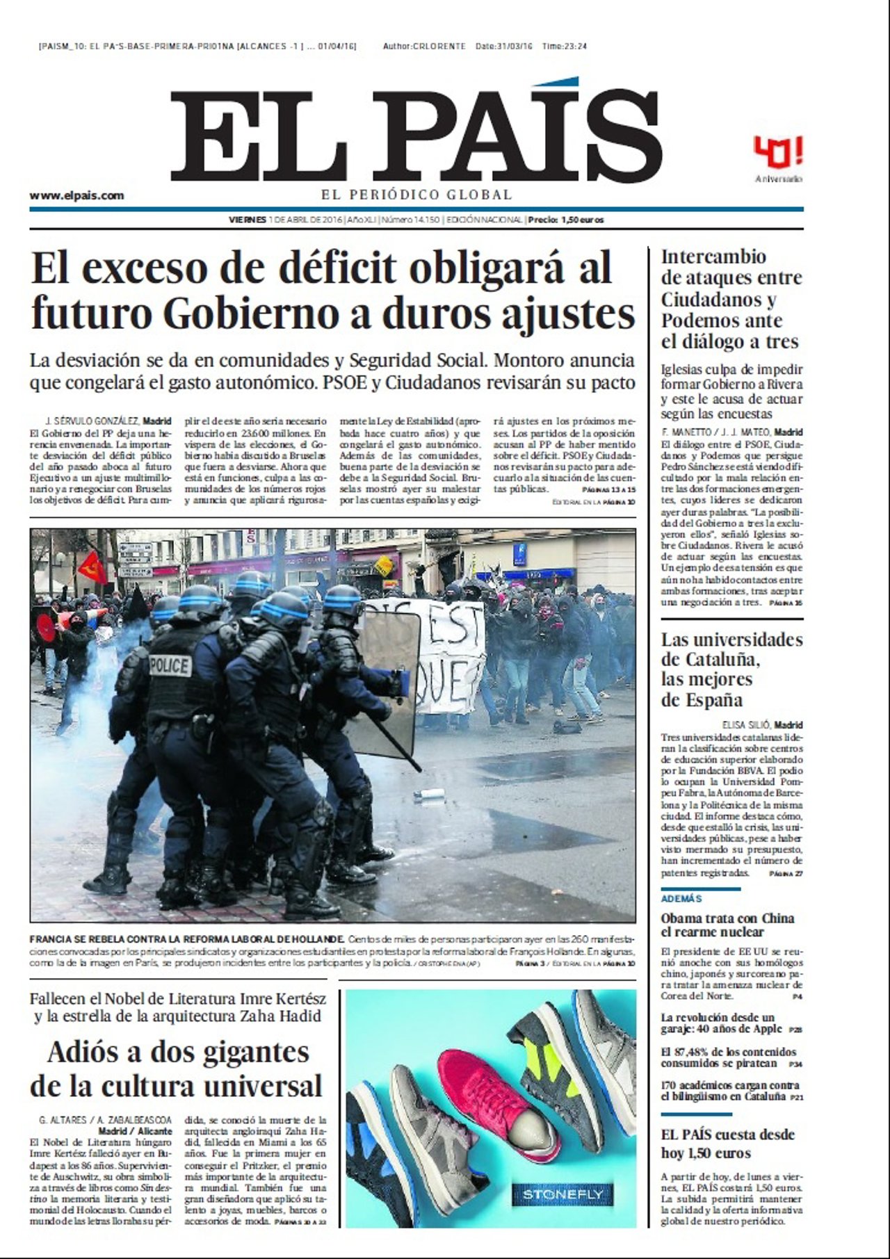 Portada El País