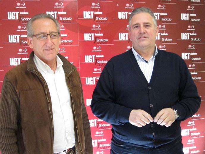 José Ruiz y Pedro Téllez en la sede de UGT