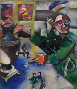 Cuadro de la exposición, 'El soldado bebe'